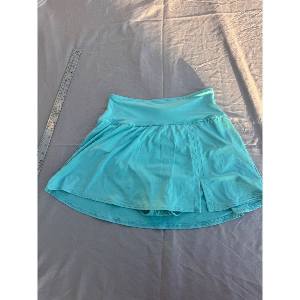 Carmen Marc Valvo Swim Skirt Aqua Blue Ruffle Skort Bikini Bottom Small